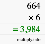 How to calculate 664 times 6 using long multiplication