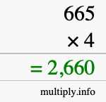 How to calculate 665 times 4 using long multiplication How to calculate 665 times 4 using long multiplication