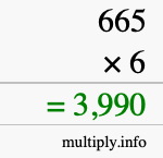 How to calculate 665 times 6 using long multiplication