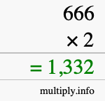 How to calculate 666 times 2 using long multiplication How to calculate 666 times 2 using long multiplication