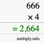 How to calculate 666 times 4 using long multiplication How to calculate 666 times 4 using long multiplication