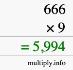 How to calculate 666 times 9 using long multiplication How to calculate 666 times 9 using long multiplication