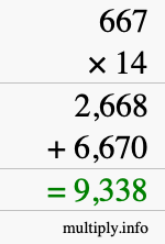 How to calculate 667 times 14 using long multiplication How to calculate 667 times 14 using long multiplication