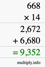How to calculate 668 times 14 using long multiplication How to calculate 668 times 14 using long multiplication