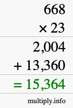 How to calculate 668 times 23 using long multiplication How to calculate 668 times 23 using long multiplication