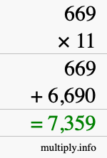How to calculate 669 times 11 using long multiplication How to calculate 669 times 11 using long multiplication