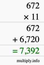 How to calculate 672 times 11 using long multiplication How to calculate 672 times 11 using long multiplication