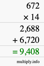 How to calculate 672 times 14 using long multiplication How to calculate 672 times 14 using long multiplication