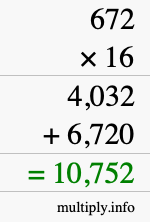 How to calculate 672 times 16 using long multiplication How to calculate 672 times 16 using long multiplication