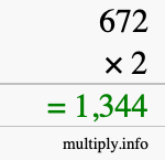 How to calculate 672 times 2 using long multiplication How to calculate 672 times 2 using long multiplication