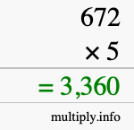 How to calculate 672 times 5 using long multiplication How to calculate 672 times 5 using long multiplication
