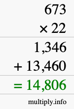 How to calculate 673 times 22 using long multiplication How to calculate 673 times 22 using long multiplication