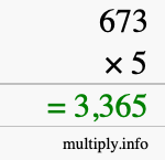 How to calculate 673 times 5 using long multiplication How to calculate 673 times 5 using long multiplication