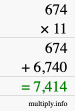 How to calculate 674 times 11 using long multiplication How to calculate 674 times 11 using long multiplication
