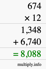 How to calculate 674 times 12 using long multiplication How to calculate 674 times 12 using long multiplication