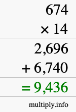 How to calculate 674 times 14 using long multiplication How to calculate 674 times 14 using long multiplication