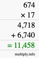 How to calculate 674 times 17 using long multiplication How to calculate 674 times 17 using long multiplication