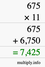 How to calculate 675 times 11 using long multiplication How to calculate 675 times 11 using long multiplication