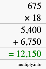 How to calculate 675 times 18 using long multiplication