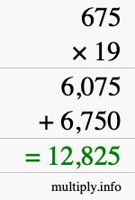 How to calculate 675 times 19 using long multiplication