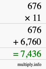 How to calculate 676 times 11 using long multiplication How to calculate 676 times 11 using long multiplication