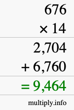 How to calculate 676 times 14 using long multiplication How to calculate 676 times 14 using long multiplication