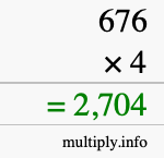 How to calculate 676 times 4 using long multiplication How to calculate 676 times 4 using long multiplication