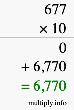 How to calculate 677 times 10 using long multiplication