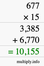 How to calculate 677 times 15 using long multiplication