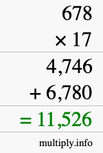 How to calculate 678 times 17 using long multiplication How to calculate 678 times 17 using long multiplication