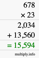 How to calculate 678 times 23 using long multiplication How to calculate 678 times 23 using long multiplication
