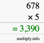 How to calculate 678 times 5 using long multiplication How to calculate 678 times 5 using long multiplication