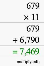 How to calculate 679 times 11 using long multiplication How to calculate 679 times 11 using long multiplication