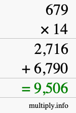 How to calculate 679 times 14 using long multiplication