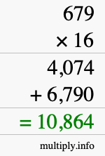 How to calculate 679 times 16 using long multiplication