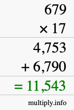 How to calculate 679 times 17 using long multiplication