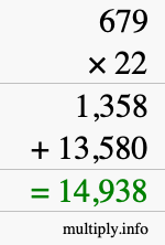 How to calculate 679 times 22 using long multiplication How to calculate 679 times 22 using long multiplication