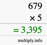 How to calculate 679 times 5 using long multiplication