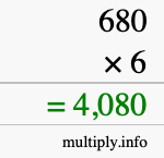 How to calculate 680 times 6 using long multiplication