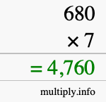 How to calculate 680 times 7 using long multiplication How to calculate 680 times 7 using long multiplication