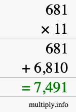 How to calculate 681 times 11 using long multiplication How to calculate 681 times 11 using long multiplication