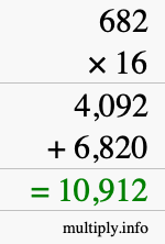 How to calculate 682 times 16 using long multiplication How to calculate 682 times 16 using long multiplication