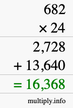 How to calculate 682 times 24 using long multiplication How to calculate 682 times 24 using long multiplication
