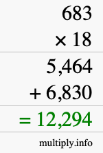 How to calculate 683 times 18 using long multiplication