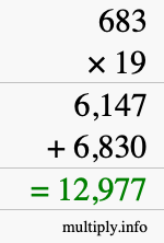 How to calculate 683 times 19 using long multiplication