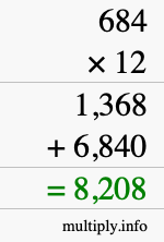 How to calculate 684 times 12 using long multiplication How to calculate 684 times 12 using long multiplication