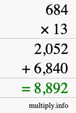 How to calculate 684 times 13 using long multiplication How to calculate 684 times 13 using long multiplication