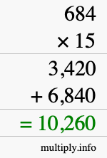 How to calculate 684 times 15 using long multiplication How to calculate 684 times 15 using long multiplication