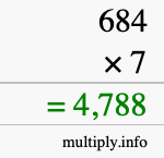 How to calculate 684 times 7 using long multiplication
