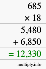 How to calculate 685 times 18 using long multiplication